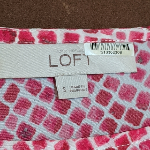 Loft Women's Size Small Pink Snake Print Blouse Batwing Sleeves - Picture 6 of 7